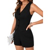 image:imageLYANER Womens Summer Rompers Dressy V Neck Sleeveless Slim Fit Blazer Vest Shorts Jumpsuit Trendy One Piece OutfitsBlack01