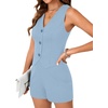 image:imageLYANER Womens Summer Rompers Dressy V Neck Sleeveless Slim Fit Blazer Vest Shorts Jumpsuit Trendy One Piece OutfitsSky Blue