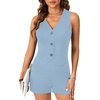 image:imageLYANER Womens Summer Rompers Dressy V Neck Sleeveless Slim Fit Blazer Vest Shorts Jumpsuit Trendy One Piece OutfitsSky Blue