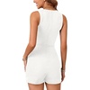 image:imageLYANER Womens Summer Rompers Dressy V Neck Sleeveless Slim Fit Blazer Vest Shorts Jumpsuit Trendy One Piece OutfitsWhite