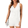 image:imageLYANER Womens Summer Rompers Dressy V Neck Sleeveless Slim Fit Blazer Vest Shorts Jumpsuit Trendy One Piece OutfitsWhite