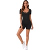 image:imageLYANER Womens Summer Scoop Neck Short Sleeve Slim Fit Workout Rompers One Piece JumpsuitPure Black