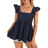image:imageLYANER Womens Summer Sleeveless Peplum Blouse Square Neck Ruffle Strap Babydoll Tank TopNavy