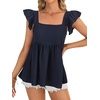 image:imageLYANER Womens Summer Sleeveless Peplum Blouse Square Neck Ruffle Strap Babydoll Tank TopNavy