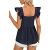 image:imageLYANER Womens Summer Sleeveless Peplum Blouse Square Neck Ruffle Strap Babydoll Tank TopNavy