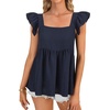 image:imageLYANER Womens Summer Sleeveless Peplum Blouse Square Neck Ruffle Strap Babydoll Tank TopNavy