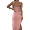 image:imageLYANER Womens Summer Tie Knot Cut Out Side Split Sleeveless Knit Bodycon Maxi Dress Sexy Vacation Long SundressBaby Pink