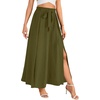 image:imageLYANER Womens Tie Front Pleated A Line Skirt High Waist Flowy Boho Maxi Dress with Slit Dressy OutfitArmy Green