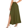 image:imageLYANER Womens Tie Front Pleated A Line Skirt High Waist Flowy Boho Maxi Dress with Slit Dressy OutfitArmy Green