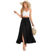image:imageLYANER Womens Tie Front Pleated A Line Skirt High Waist Flowy Boho Maxi Dress with Slit Dressy OutfitBlack