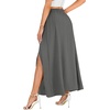 image:imageLYANER Womens Tie Front Pleated A Line Skirt High Waist Flowy Boho Maxi Dress with Slit Dressy OutfitDark Gray
