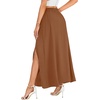 image:imageLYANER Womens Tie Front Pleated A Line Skirt High Waist Flowy Boho Maxi Dress with Slit Dressy OutfitDark Khaki