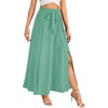 image:imageLYANER Womens Tie Front Pleated A Line Skirt High Waist Flowy Boho Maxi Dress with Slit Dressy OutfitLight Green