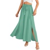 image:imageLYANER Womens Tie Front Pleated A Line Skirt High Waist Flowy Boho Maxi Dress with Slit Dressy OutfitLight Green