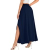 image:imageLYANER Womens Tie Front Pleated A Line Skirt High Waist Flowy Boho Maxi Dress with Slit Dressy OutfitNavy Blue