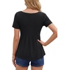 image:imageLYANER Womens Tie Front Square Neck Ruffle Ruched Short Sleeve Elegant Top ShirtBlack