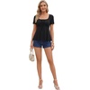 image:imageLYANER Womens Tie Front Square Neck Ruffle Ruched Short Sleeve Elegant Top ShirtBlack