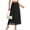 image:imageLYANER Womens Tulle Skirt Elastic High Waist A Line Layered Flowy Dressy Casual Long SkirtsBlack