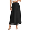 image:imageLYANER Womens Tulle Skirt Elastic High Waist A Line Layered Flowy Dressy Casual Long SkirtsBlack