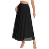 image:imageLYANER Womens Tulle Skirt Elastic High Waist A Line Layered Flowy Dressy Casual Long SkirtsBlack