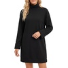 image:imageLYANER Womens Turtleneck Long Sleeve Side Slit Dressy Casual Mini Shift DressBlack