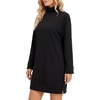 image:imageLYANER Womens Turtleneck Long Sleeve Side Slit Dressy Casual Mini Shift DressBlack