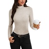image:imageLYANER Womens Turtleneck Sweaters Long Sleeve Ribbed Knit Fitted Pullover Sweater Soft Thermal Underwear TeeBeige