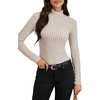 image:imageLYANER Womens Turtleneck Sweaters Long Sleeve Ribbed Knit Fitted Pullover Sweater Soft Thermal Underwear TeeBeige