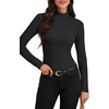 image:imageLYANER Womens Turtleneck Sweaters Long Sleeve Ribbed Knit Fitted Pullover Sweater Soft Thermal Underwear TeeBlack