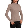 image:imageLYANER Womens Turtleneck Sweaters Long Sleeve Ribbed Knit Fitted Pullover Sweater Soft Thermal Underwear TeeDark Khaki