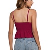 image:imageLYANER Womens V Neck Elastic Waist Pleated Ruffle Hem Sleeveless Strappy Crop Cami TopBurgundy