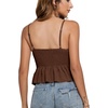 image:imageLYANER Womens V Neck Elastic Waist Pleated Ruffle Hem Sleeveless Strappy Crop Cami TopDark Brown