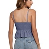 image:imageLYANER Womens V Neck Elastic Waist Pleated Ruffle Hem Sleeveless Strappy Crop Cami TopDusty Blue