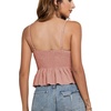 image:imageLYANER Womens V Neck Elastic Waist Pleated Ruffle Hem Sleeveless Strappy Crop Cami TopDusty Pink