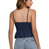 image:imageLYANER Womens V Neck Elastic Waist Pleated Ruffle Hem Sleeveless Strappy Crop Cami TopNavy
