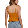 image:imageLYANER Womens V Neck Elastic Waist Pleated Ruffle Hem Sleeveless Strappy Crop Cami TopOrange