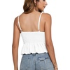 image:imageLYANER Womens V Neck Elastic Waist Pleated Ruffle Hem Sleeveless Strappy Crop Cami TopWhite