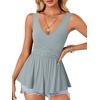 image:imageLYANER Womens V Neck Lace Ruffle Babydoll Tank Top Sleeveless Flowy Peplum Summer TopsAzure