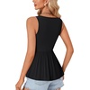 image:imageLYANER Womens V Neck Lace Ruffle Babydoll Tank Top Sleeveless Flowy Peplum Summer TopsBlack