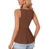 image:imageLYANER Womens V Neck Lace Ruffle Babydoll Tank Top Sleeveless Flowy Peplum Summer TopsBrown