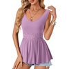 image:imageLYANER Womens V Neck Lace Ruffle Babydoll Tank Top Sleeveless Flowy Peplum Summer TopsLight Purple