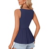 image:imageLYANER Womens V Neck Lace Ruffle Babydoll Tank Top Sleeveless Flowy Peplum Summer TopsNavy Blue