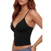image:imageLYANER Womens V Neck Spaghetti Straps Sleeveless Crop Cami TopsBlack