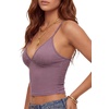 image:imageLYANER Womens V Neck Spaghetti Straps Sleeveless Crop Cami TopsHaze Purple