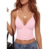 image:imageLYANER Womens V Neck Spaghetti Straps Sleeveless Crop Cami TopsLight Pink