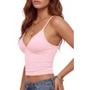 image:imageLYANER Womens V Neck Spaghetti Straps Sleeveless Crop Cami TopsLight Pink