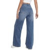 image:imageLYANER Womens Wide Leg Jeans High Waist Button Down Straight Denim Pants Stretchy Baggy JeanBlue