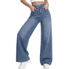 image:imageLYANER Womens Wide Leg Jeans High Waist Button Down Straight Denim Pants Stretchy Baggy JeanBlue