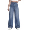 image:imageLYANER Womens Wide Leg Jeans High Waist Button Down Straight Denim Pants Stretchy Baggy JeanBlue