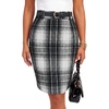 image:imageLYANER Womens Wool Plaid Skirt Elegant High Waist Zipper Bodycon Fall Pencil Midi Knee Length SkirtsBlack 368